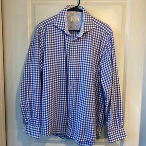 Ted Baker Gingham Check W/ Paisley Classic Fit Button Down, size 17 ( neck)